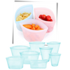 Eight-Pack Reusable Silicone Food Bags Keep Food Fresh, Leakproof Storage