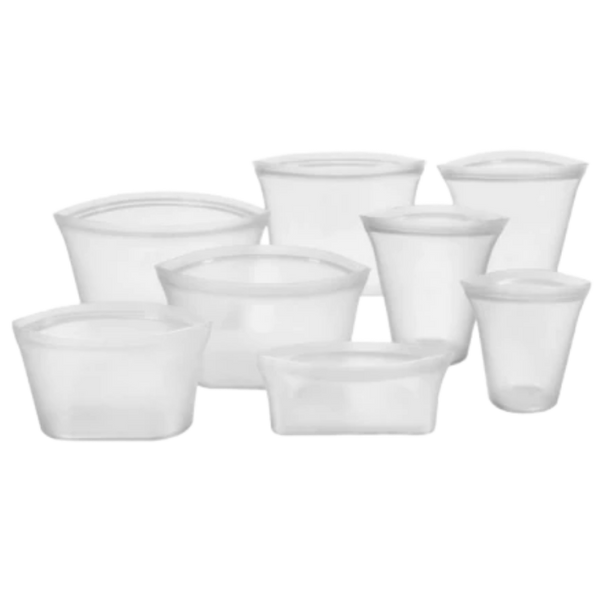 Eight-Pack Reusable Silicone Food Bags Keep Food Fresh, Leakproof Storage