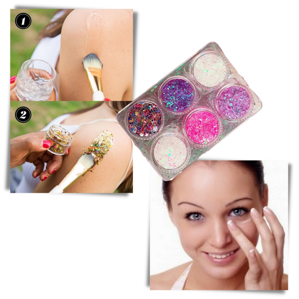 Face and Body Glitter Kit for Radiant Long Lasting Shine