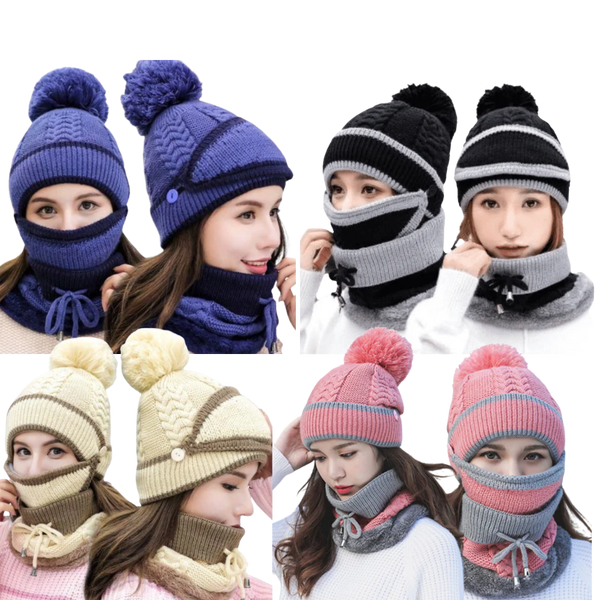 Premium Winter Beanie Set With Face Mask And Neck Warmer For All Day Warmth
