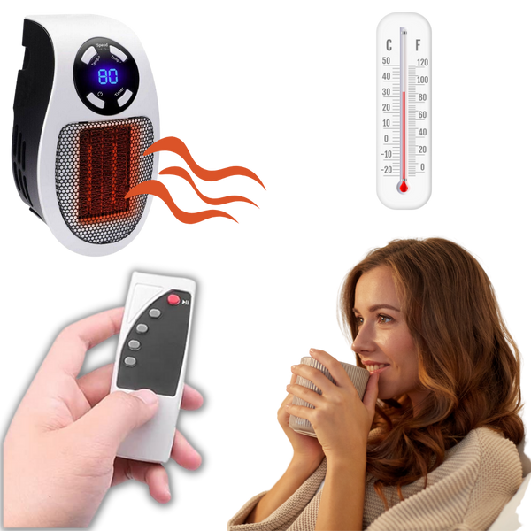 Compact Ceramic Heater With Fast Heating Auto Shutoff Remote Control