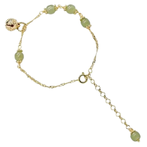 Elegant Nephrite Jade Bell Bracelet With Adjustable Length