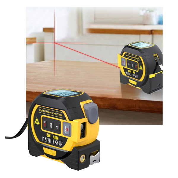3-In-1 Laser Tape Measure With Accurate Readings And Self Lock