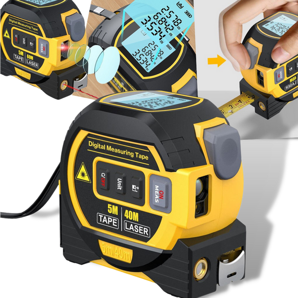 3-In-1 Laser Tape Measure With Accurate Readings And Self Lock