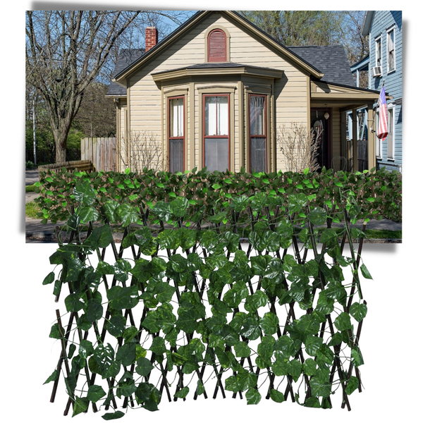 Expandable Artificial Plant Fence for Privacy and UV Protection