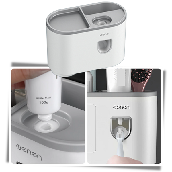 Automatic Toothbrush and Toothpaste Dispenser Rack for Hygienic Storage