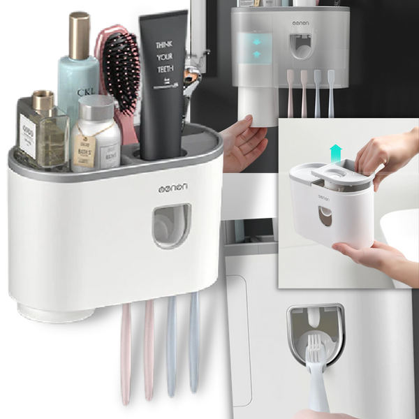 Automatic Toothbrush and Toothpaste Dispenser Rack for Hygienic Storage