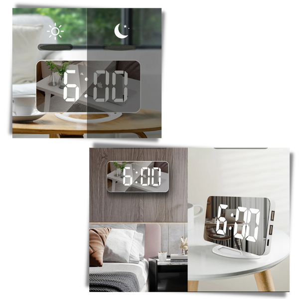 Smart Mirror Alarm Clock With Dual Function For Gentle Wake Ups