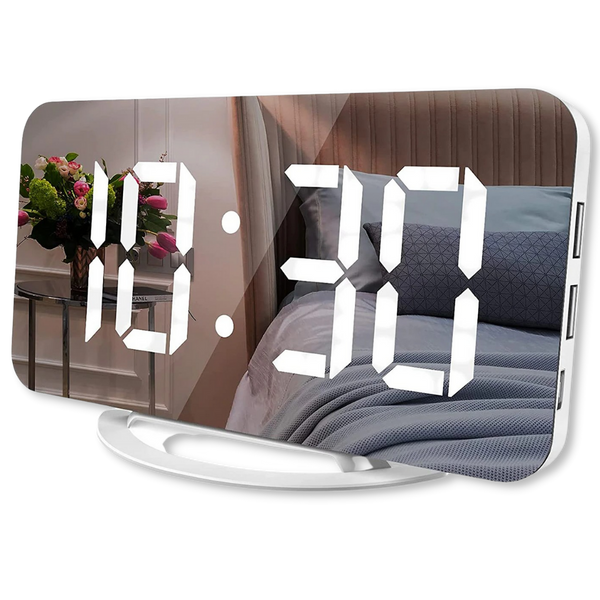 Smart Mirror Alarm Clock With Dual Function For Gentle Wake Ups