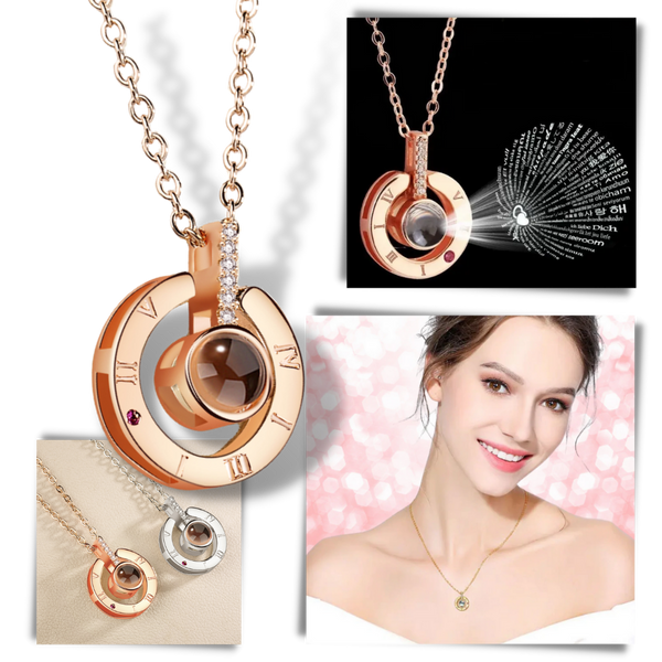 Love In 100 Languages Necklace With Crystal Heart Pendant