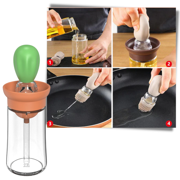 Glass Oil Bottle With Brush For Precise Pouring And Dispensing