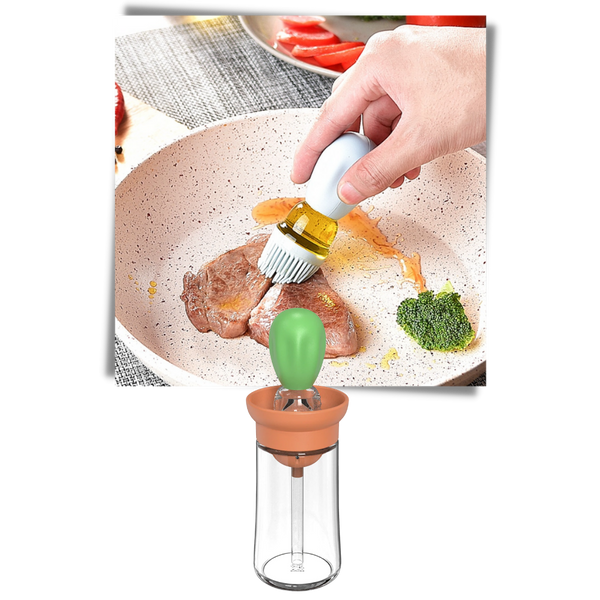 Glass Oil Bottle With Brush For Precise Pouring And Dispensing