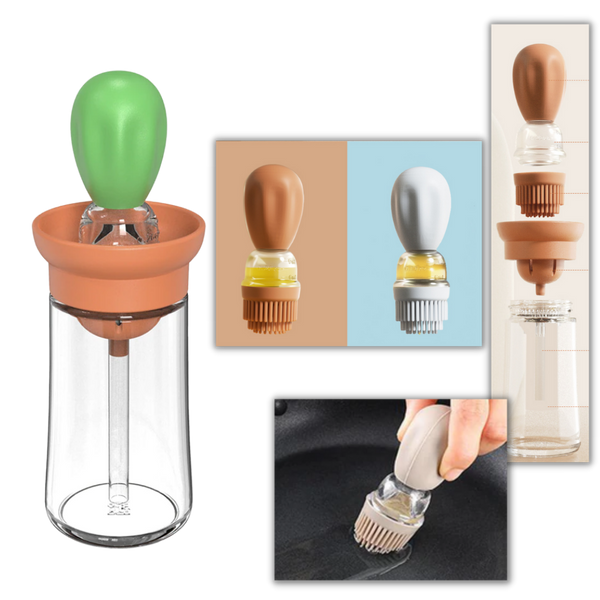 Glass Oil Bottle With Brush For Precise Pouring And Dispensing
