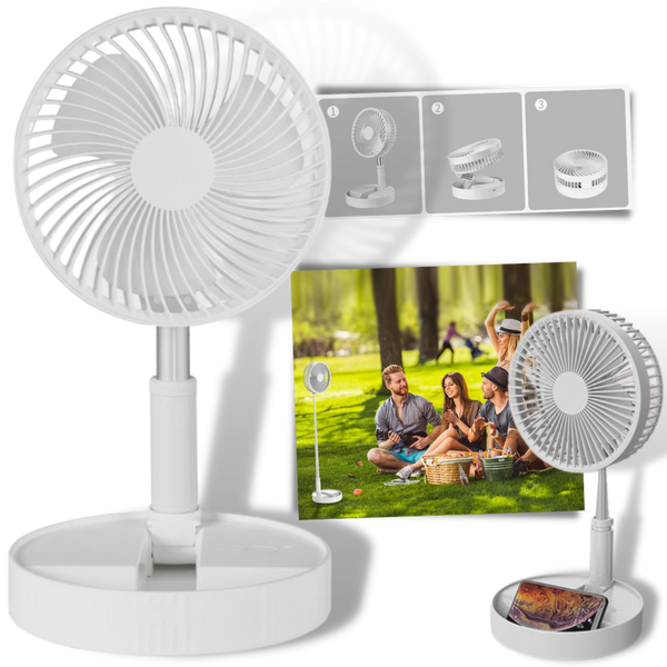 Portable Foldable USB Fan With Telescoping Arm For All Day Cooling