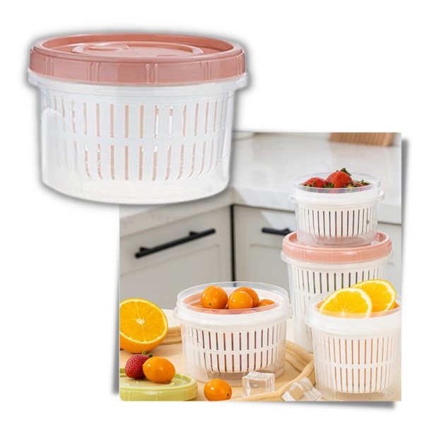 Stackable Draining Food Storage Container Keeps Produce Fresh