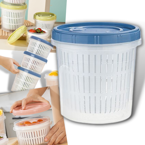 Stackable Draining Food Storage Container Keeps Produce Fresh