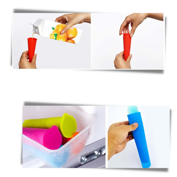 Five Pack Silicone Popsicle Molds For Easy To Make Frozen Treats