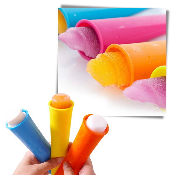 Five Pack Silicone Popsicle Molds For Easy To Make Frozen Treats
