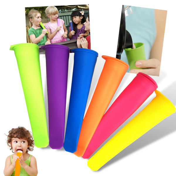 Five Pack Silicone Popsicle Molds For Easy To Make Frozen Treats