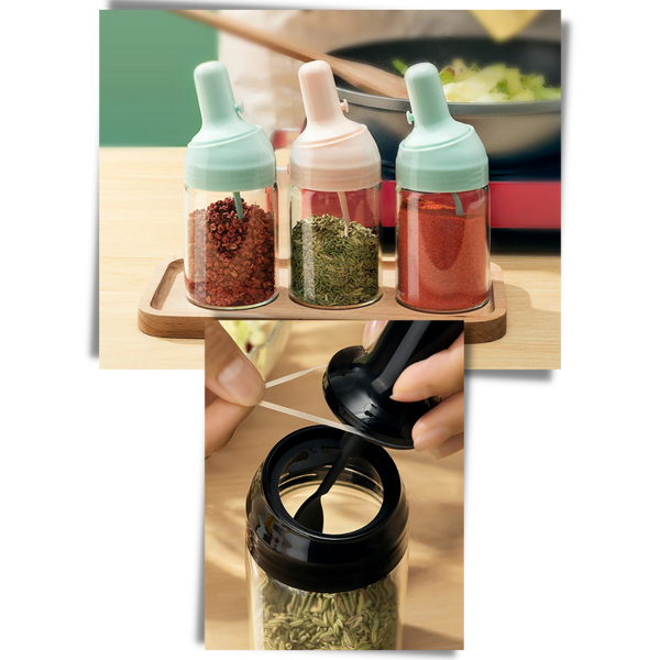 Moisture Proof Seasoning Jar With Retractable Spoon For Precise Dispensing