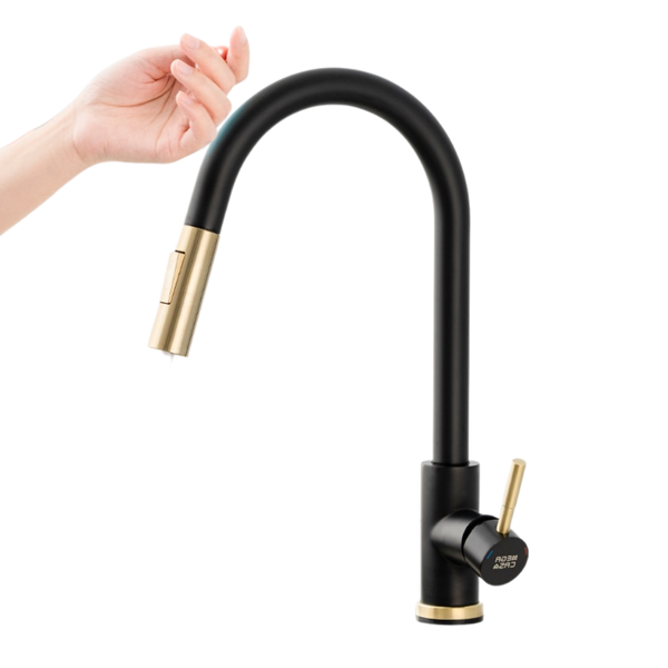Sensor Activated Kitchen Faucet With Flexible Hose And Dual Spray Head