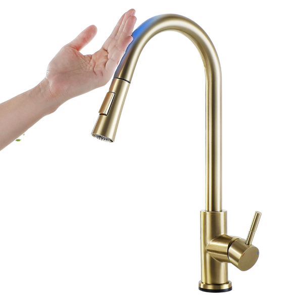 Sensor Activated Kitchen Faucet With Flexible Hose And Dual Spray Head