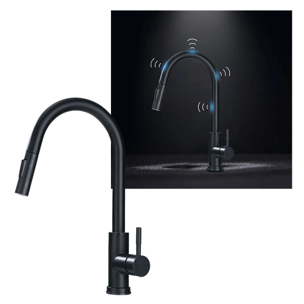 Sensor Activated Kitchen Faucet With Flexible Hose And Dual Spray Head