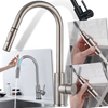 Sensor Activated Kitchen Faucet With Flexible Hose And Dual Spray Head