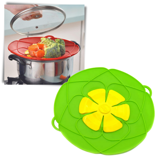 Heat Resistant Silicone Lid for Saucepan and Pot with Hygienic Spill Shield