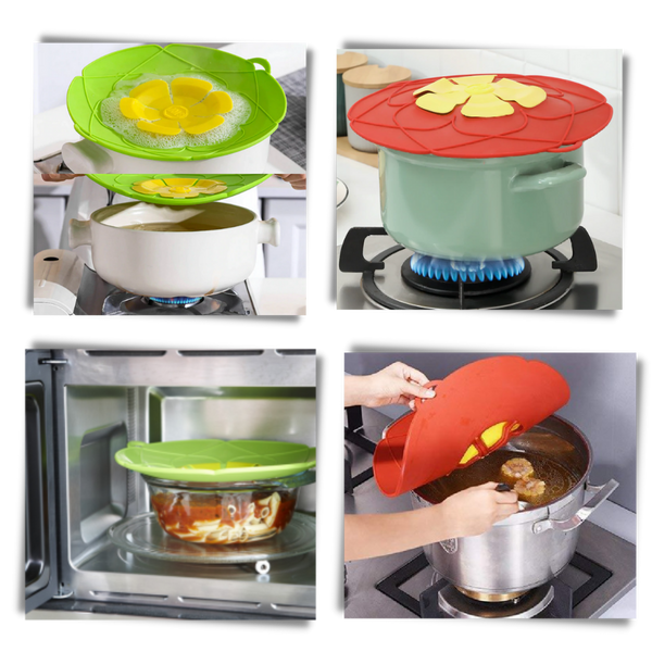 Heat Resistant Silicone Lid for Saucepan and Pot with Hygienic Spill Shield