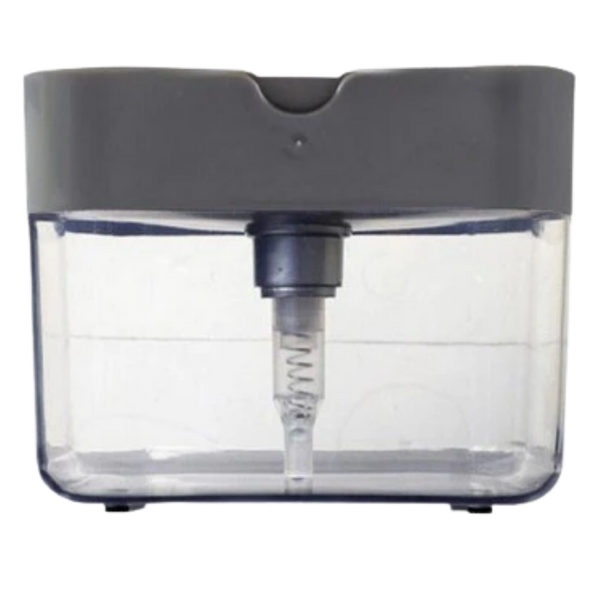 Two In One Detergent Dispenser With Sponge Holder For One Handed Dishwashing