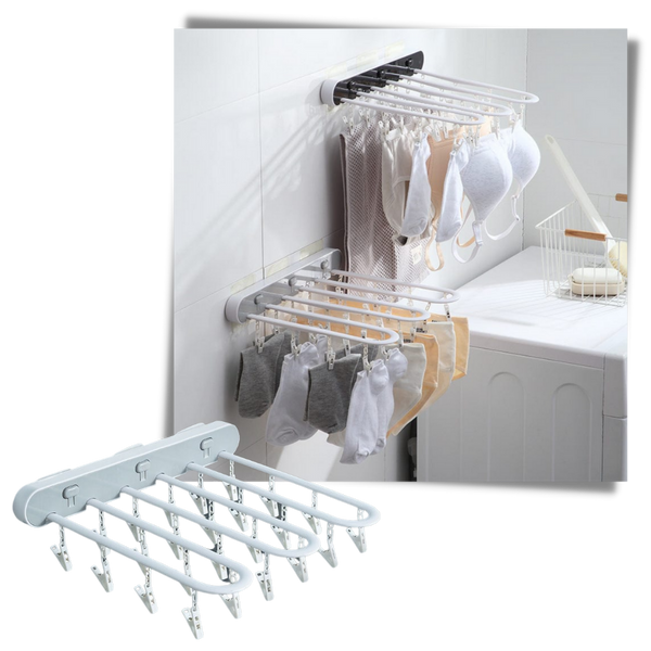 Wall Mounted Clothes Organiser With Integrated Drying and Storage
