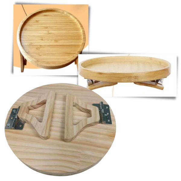 Foldaway Wooden Armrest Table For Space Saving Convenience