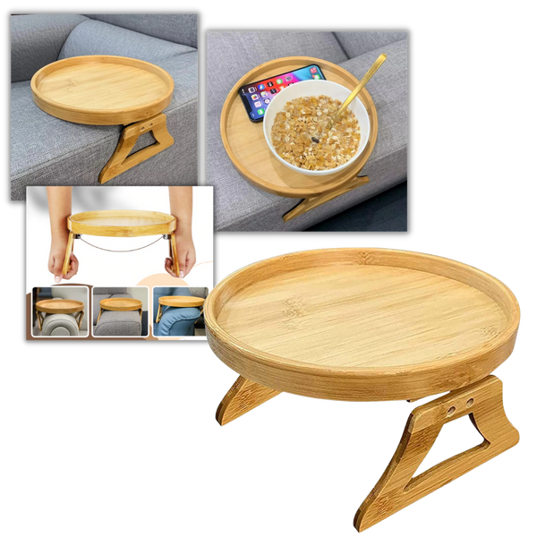 Foldaway Wooden Armrest Table For Space Saving Convenience