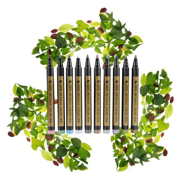 Metallic Colour Markers 10 Pack For Surfaces With Long Lasting Ink