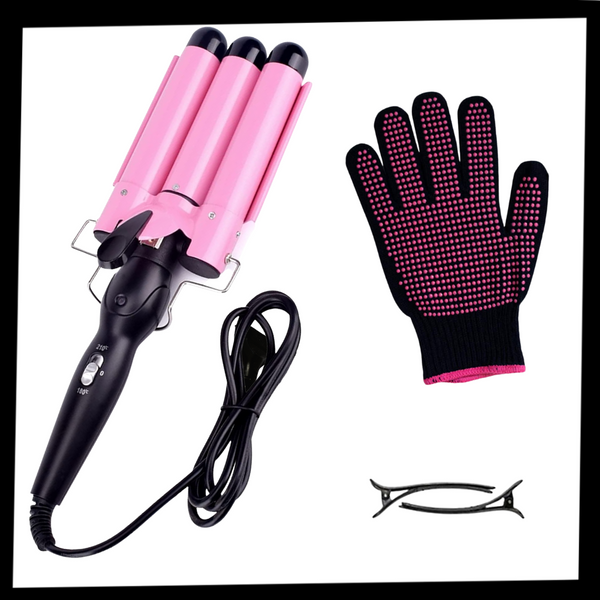 Tri-Barrel Ceramic Curling Iron for Silky Lasting Waves
