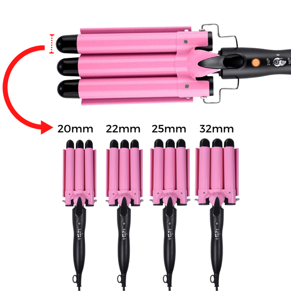 Tri-Barrel Ceramic Curling Iron for Silky Lasting Waves