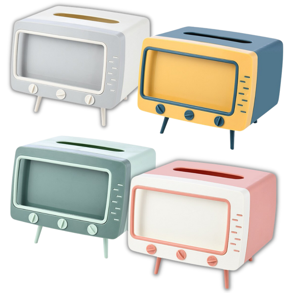 Retro TV Tissue Dispenser With Phone Holder For Easy Access