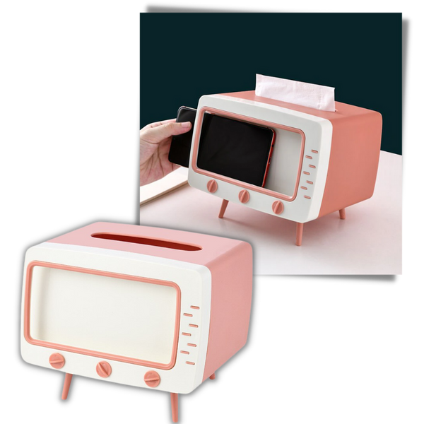 Retro TV Tissue Dispenser With Phone Holder For Easy Access
