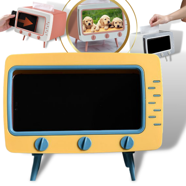 Retro TV Tissue Dispenser With Phone Holder For Easy Access