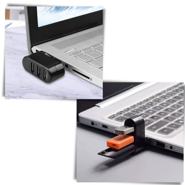 Rotating USB Hub With Three Ports For Simultaneous Charging