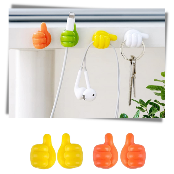 Silicone Thumb Wall Hooks Pack For Cable Management And Glasses