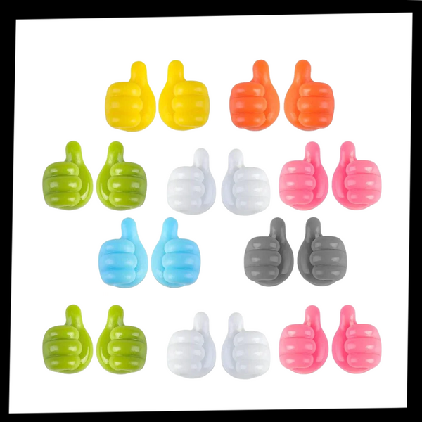Silicone Thumb Wall Hooks Pack For Cable Management And Glasses