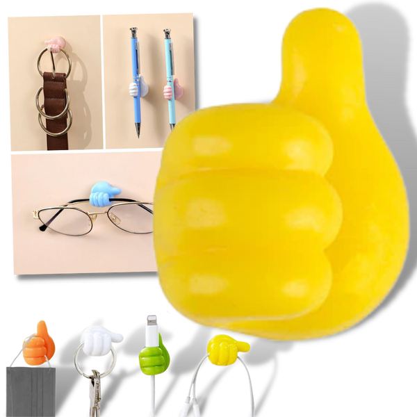 Silicone Thumb Wall Hooks Pack For Cable Management And Glasses