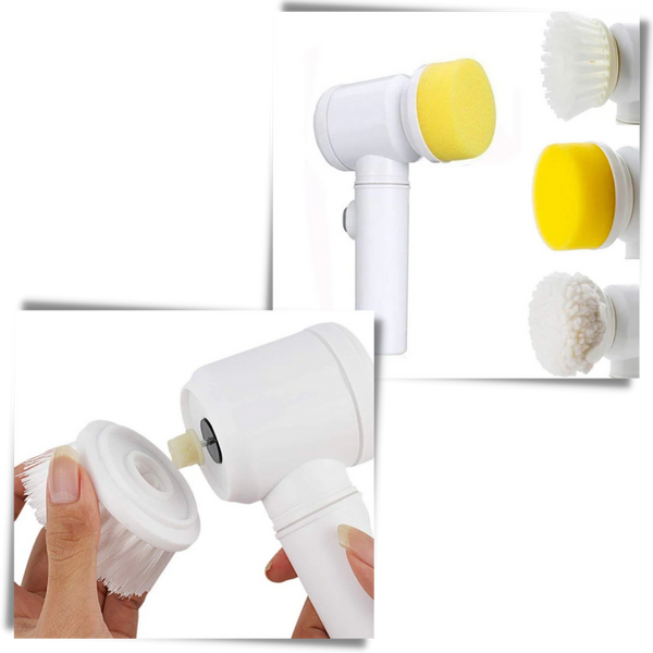 Premium Cordless Cleaning Brush With Interchangeable Heads For Stain Removal