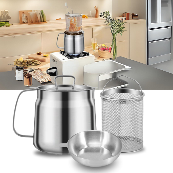 Two in One Stainless Steel Deep Fry Pot With Oil Filtration Net