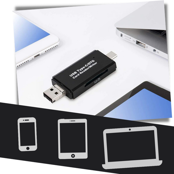 Three In One USB Memory Card Reader For Ultra Fast File Transfer