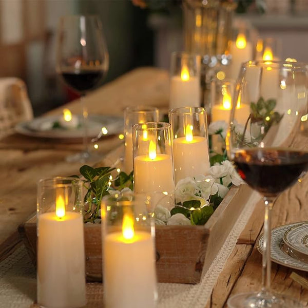 LED Flameless Acrylic Candles 9 Piece Set With Remote Timer