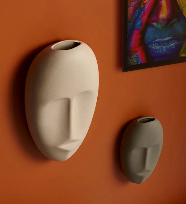 About a Face Ceramic Wall Accent &Vase