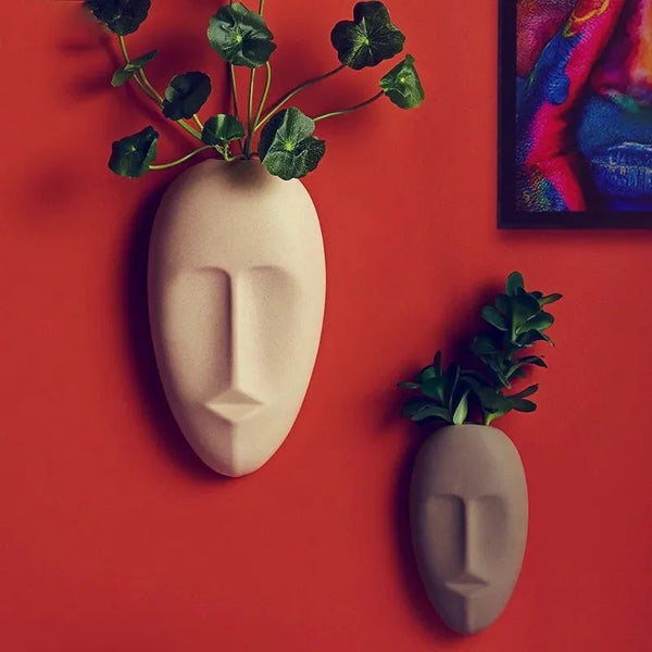 About a Face Ceramic Wall Accent &Vase